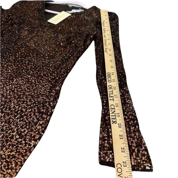 New Ramy Brook Copper Ombré Sequin Lila Dress, Long Sleeve Cocktail- Size 6 - Picture 13 of 15